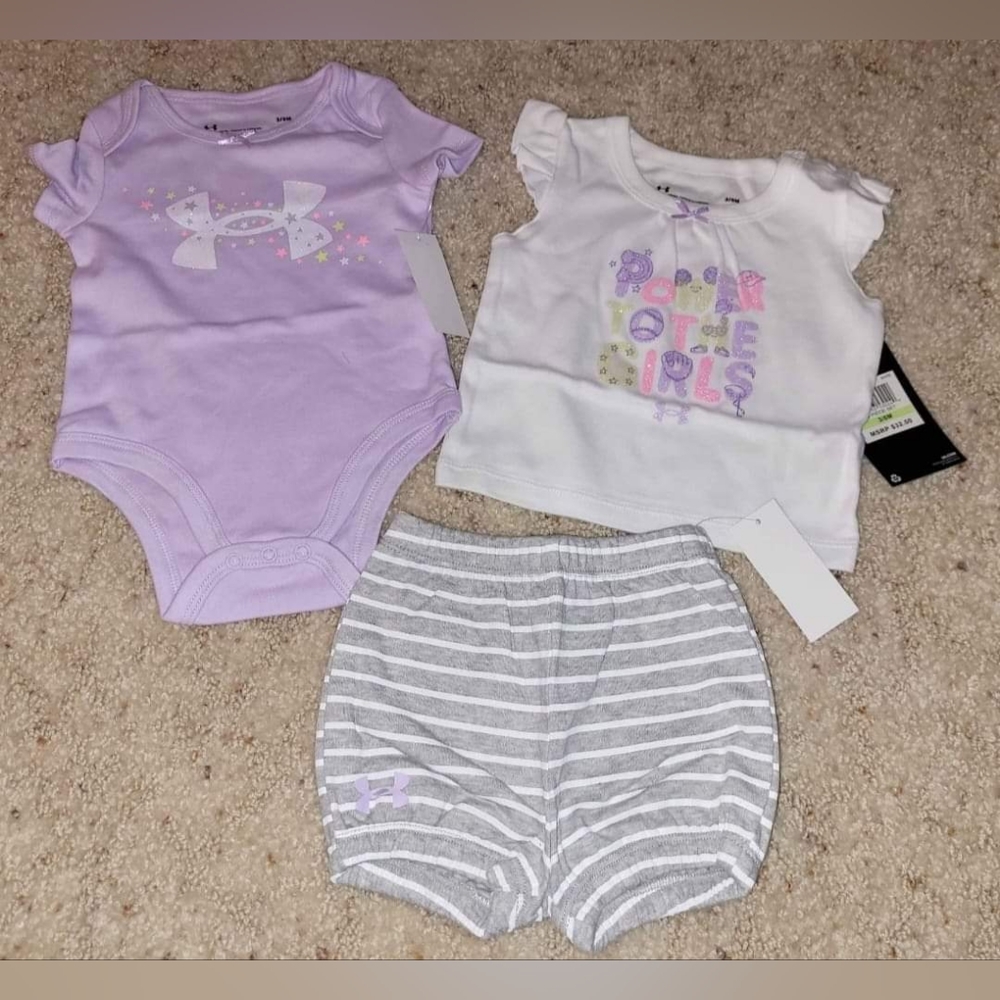 3/6mo Under Armour 3pc shorts set, NWT